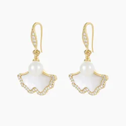 Khuyên Tai Nữ Jessica Pearl Gentle Ginkgo JE54 Màu Vàng