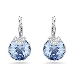 Khuyên Tai Nữ Swarovski Bella Earrings Round Blue Rhodium Plated 5734234 Màu Xanh Dương