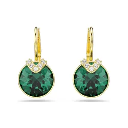 Khuyên Tai Nữ Swarovski Bella V Drop Earrings Round Cut Green Gold-Tone Plated 5735389 Màu Xanh Vàng