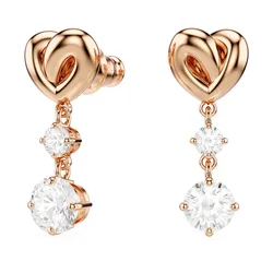 Khuyên Tai Nữ Swarovski Lifelong Heart Drop Earrings 5517942 Màu Vàng Hồng