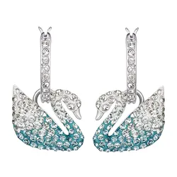 Khuyên Tai Nữ Swarovski Ombre Thiên Nga Xanh Đính Đá 5512577 Màu Xanh Bạc