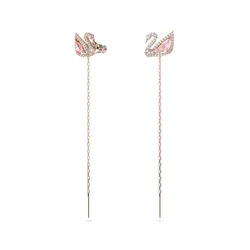 Khuyên Tai Nữ Swarovski Swan Drop Earrings Swan, Pink, Rose Gold-Tone Plated 5469990 Màu Vàng Hồng