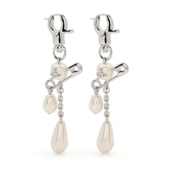 Khuyên Tai Nữ Vivienne Westwood Claude Long Earrings Màu Bạc Trắng