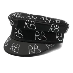 Mũ Nồi Nữ Ruslan Baginskiy Crystal Embellished Baker Boy Hat Màu Đen