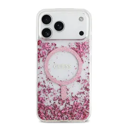 Ốp Điện Thoại Guess MagSafe Glitter Pattern Case For iPhone 17 Pro Max Màu Trắng Trong/Hồng