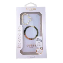 Ốp Điện Thoại Guess MagSafe Case For iPhone 17 Màu Trắng Trong/Vàng