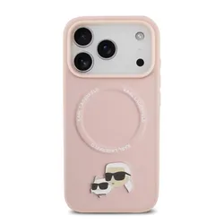 Ốp Điên Thoại Karl Lagerfeld MagSafe Karl & Choupette Pins For iPhone 17 Pro Max Màu Hồng