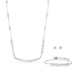 Set Dây Chuyền + Vòng Đeo Tay + Khuyên Tai Nữ Swarovski Mesmera Set, Mixed Cuts, Scattered Design, White, Rhodium Plated 5665877 Màu Trắng