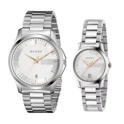 Set Đồng Hồ Đôi Gucci G-Timeless Silver Dial Stainless Steel Watch YA126523 - YA126442 Màu Bạc