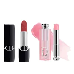 Set Son Dior Rouge Dior Couture Velvet Finish 720 Icone Đỏ Hồng Đất  + Addict Lip Glow Balm 001 Pink Hồng Nhạt