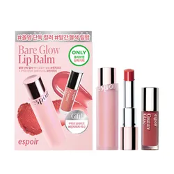 Set Son Dưỡng Espoir Bare Glow Lip Balm + Tint Glaze Ginger Peach (2 món)