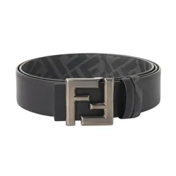 Thắt Lưng Nam Fendi FF Reversible With Thin FF Squared Buckle Leather Black 7C0541 ASIW F1DYM Màu Đen Size 85