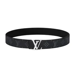 Thắt Lưng Nam Louis Vuitton Black Leather Monogram With LV Logo In Silver M4484 Màu Đen Size 90