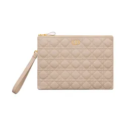 Túi Cầm Tay Dior Large Dior Caro Daily Pouch S5086UWHC_M51U Màu Be