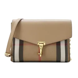Túi Đeo Chéo Nữ Burberry Macken Crossbody Bag Leather And House Check Canvas Màu Nâu