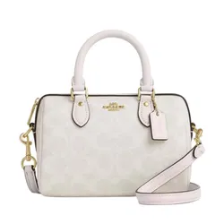 Túi Đeo Chéo Nữ Coach Mini Rowan Crossbody Bag In Signature Canvas CW329 Gold/White/Chalk Màu Trắng