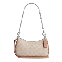 Túi Đeo Chéo Nữ Coach Teri Mini Crossbody Bag In Signature Canvas SV/SAND/TAUPE CW323 Màu Be