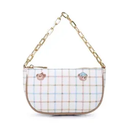 Túi Đeo Vai Nữ Guoo Bear GO-2010-59280 Màu Trắng Kẻ