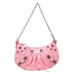 Túi Đeo Vai Nữ Balenciaga Pink Le Cagole Mini Bag Crocodile Embossed With Chain 69581423EBY5812 Màu Hồng