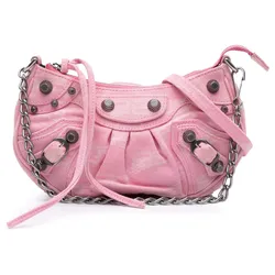 Túi Đeo Vai Nữ Balenciaga Pink Mini BB Monogram Denim Le Cagole Màu Hồng