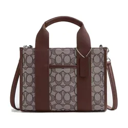 Túi Tote Nữ Coach Smith Tote Bag 24 In Signature Jacquard CAR78 Màu Nâu