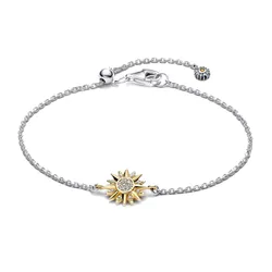 Vòng Đeo Tay Nữ Pandora Pulseira Sol de Dois Tons Màu Bạc Vàng