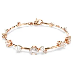 Vòng Đeo Tay Nữ Swarovski Crystal Pearl, Round Cuts, White, Rose Gold-Tone Plated 5729505 Màu Vàng Hồng