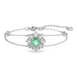Vòng Đeo Tay Nữ Swarovski Idyllia Bracelet Mixed Cuts, Sun, Green, Rhodium Plated 5642960 Màu Bạc/Xanh