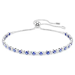 Vòng Đeo Tay Nữ Swarovski Matrix Tennis Bracelet Mixed Round Cuts, Blue, Rhodium Plated 5725854 Màu Xanh Bạc
