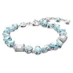 Vòng Đeo Tay Swarovski Gema Bracelet Mixed Cuts, Blue, Rhodium Plated 5666018 Màu Xanh Blue