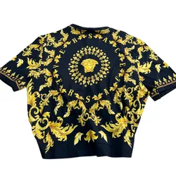 Áo Croptop Nữ Versace Logo Printed 1010259 1A16170 5B000 Màu Đen Size 42