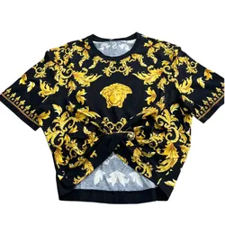 Áo Croptop Nữ Versace Logo Printed 1010259 1A16170 5B000 Màu Đen Size 40