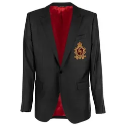 Áo Khoác Blazer Nam Dolce & Gabbana D&G Embroided Slim Fit Wool Blazer Màu Đen Đỏ Size 44