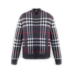 Áo Khoác Nam Burberry Morland Knitted Wool Jacket Check In Black - 8111790 Phối Màu Size S