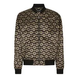 Áo Khoác Nam Dolce & Gabbana D&G Logo Print Bomber Jacket G9AJXT Màu Nâu Đen Size 46
