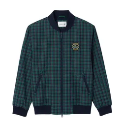 Áo Khoác Nam Lacoste Checked Showerproof Harrington Jacket BH7466 - QRN Màu Xanh Size 46
