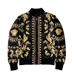 Áo Khoác Nam Versace Shiny Nylon Fabric With Baroque Printed Black/Gold - 1012269 1A15943 5B000 Màu Đen Vàng Size 44