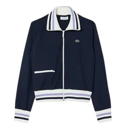 Áo Khoác Nữ Lacoste Women's Zip-Up Stripe Accent Sweatshirt Blue SF5252-51-166 Màu Xanh Navy Size 36