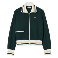 Áo Khoác Nữ Lacoste Women's Zip-Up Stripe Accent Sweatshirt Green SF5252-51-YZP Màu Xanh Lá Size 34
