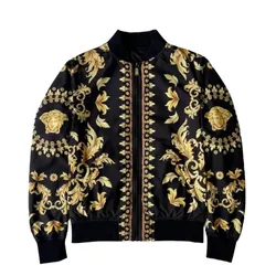 Áo Khoác Nam Versace Shiny Nylon Fabric With Baroque Printed Black/Gold 1012269 1A15943 5B000 Màu Đen - Vàng Size 44