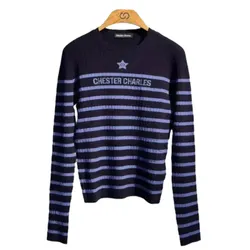 Áo Len Dài Tay Nữ Chester Charles Black Long-Sleeve Blue Stripes With Logo In Middle CW604KW0755LX Màu Xanh Đậm Size M