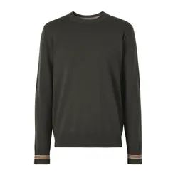 Áo Len Nam Burberry Icon Stripe Trim Wool Sweater Harvey Nichols 8044333reu Màu Xanh Green Size XS