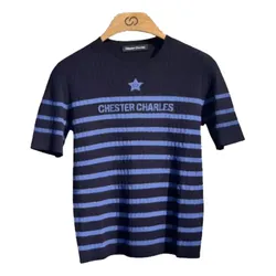 Áo Len Nữ Chester Charles Black With Blue Horizontal Stripes And Star Logo CW602KM0526Q3 Màu Xanh Đậm Size S