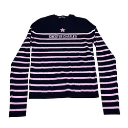 Áo Len Nữ Chester Charles Long-sleeve Stripes With Logo CW604KW0755AC Màu Đen/Hồng Size S