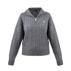 Áo Len Nữ Ralph Lauren Half-Zip Cable Knit Sweater In Grey - 211956675005 Màu Xám Size S