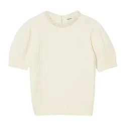 Áo Len Nữ Sandro Madie Pearl-embellished Wool Short-sleeved In Cream SFPPU02147 217331 Màu Kem Size 0