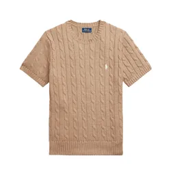 Áo Len Ralph Lauren Cable Knit Sweater Short Sleeve In Camel - 211910986024 Màu Nâu Size S