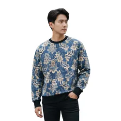 Áo Nỉ Sweater Nam Versace Họa Tiết 74GCI3R0 FS043 259 Màu Xanh Size XS