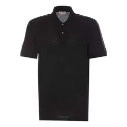 Áo Polo Nam Alexander McQueen Black Cotton Pique Branded Strap Shoulders 794696 QXAAO 0548 Màu Đen Size L