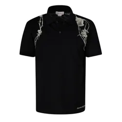Áo Polo Nam Alexander McQueen Pressed Flower Harness Embroidered In Black 794720 QXAAJ 1000 Màu Đen Size L